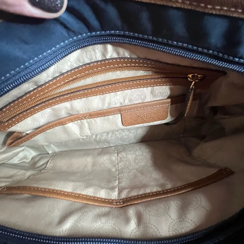 Michael Kors Navy and Tan Shoulder Bag - Picture 4 of 4